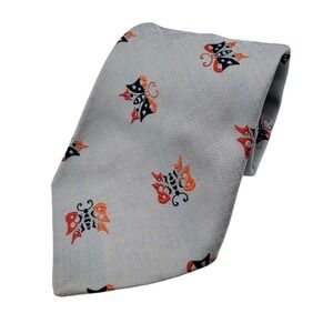 Vintage Golden Clasp by Prince Consort Retro Tie Butterflies Gray Blue Orange